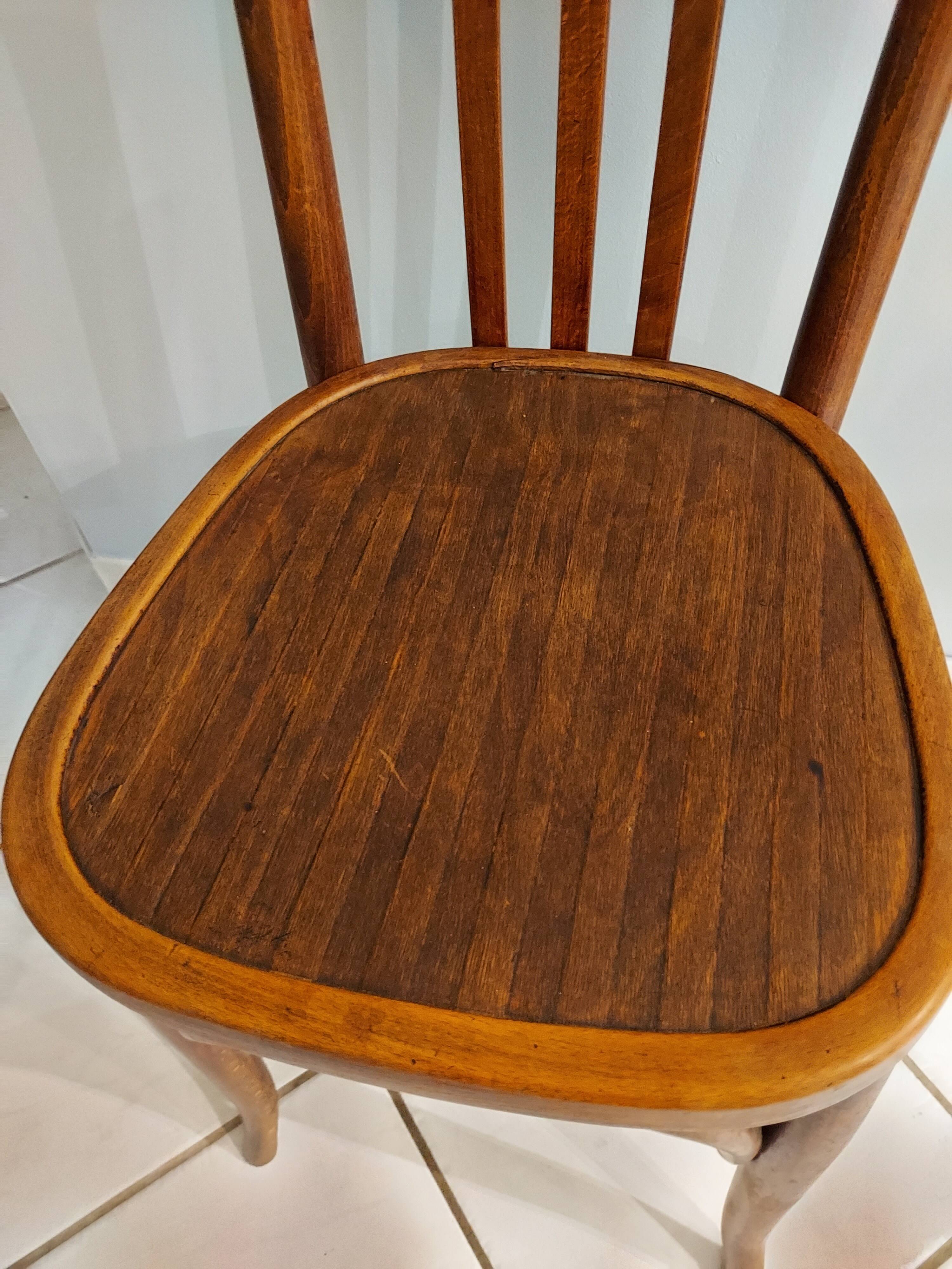 Suite de 6 chaises de bistrot Baumann vintage année 1930
