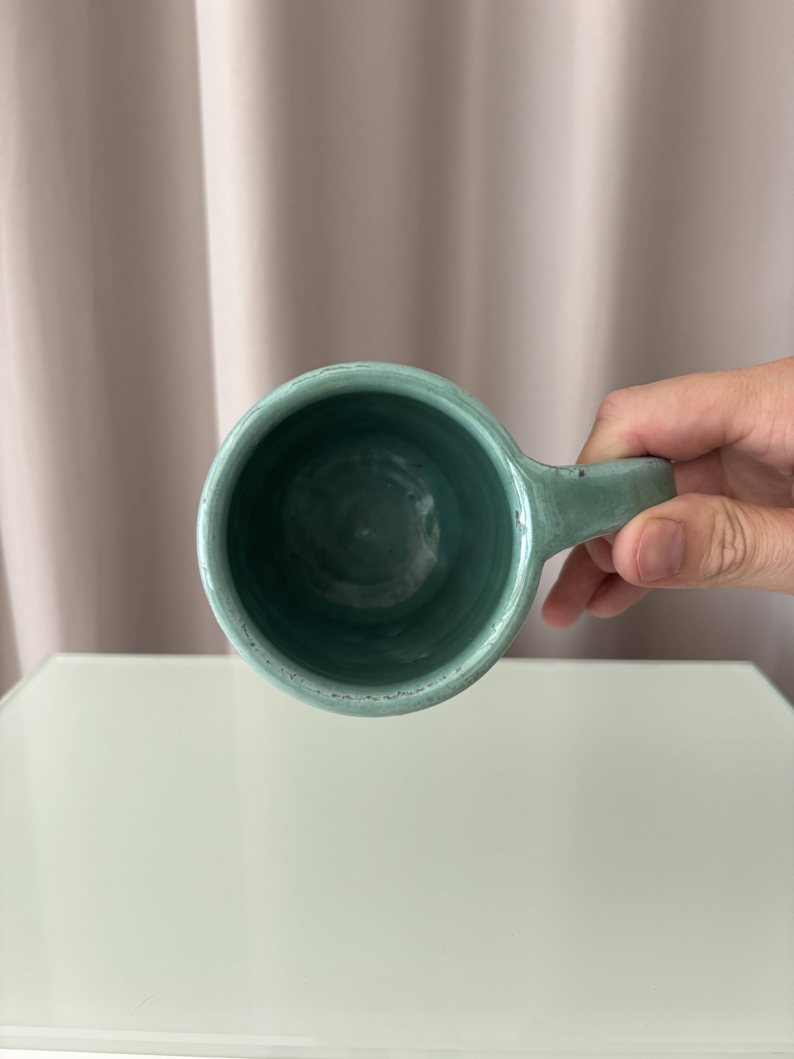Vintage Handmade Studio Pottery Mug | Brutalist Floral Ceramic | 1970s