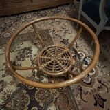 Rattan coffee table with blown glass top