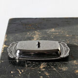 Silver-plated/inox vintage butter dish from the 1960s-1980s in Rococo style.