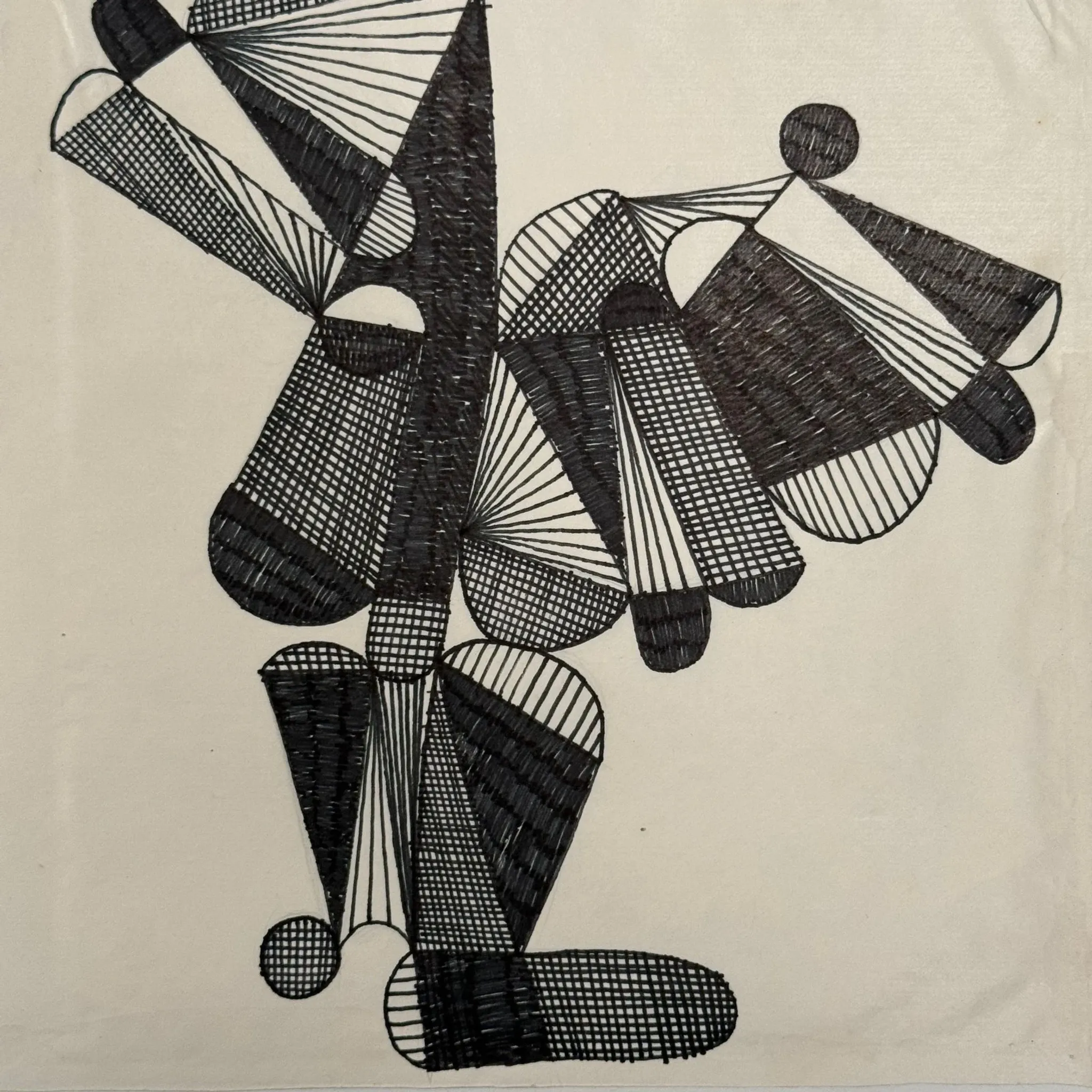 Dessin composition moderne 1970 par François de Chabot