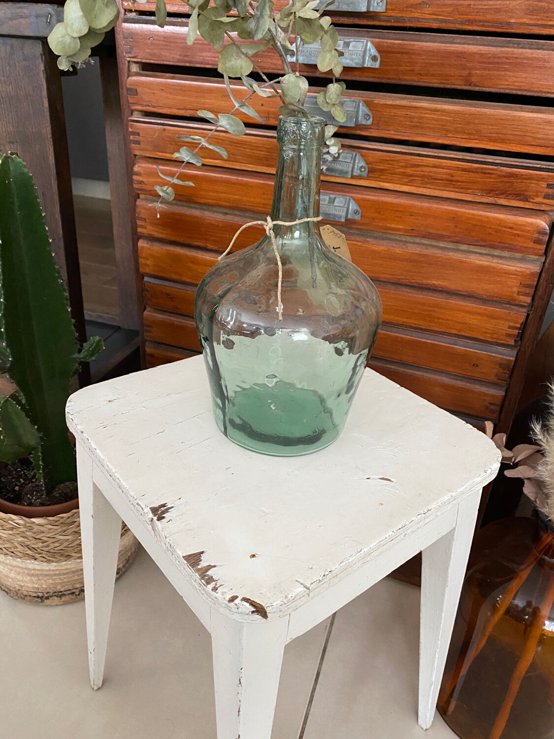 Vintage white wooden stool