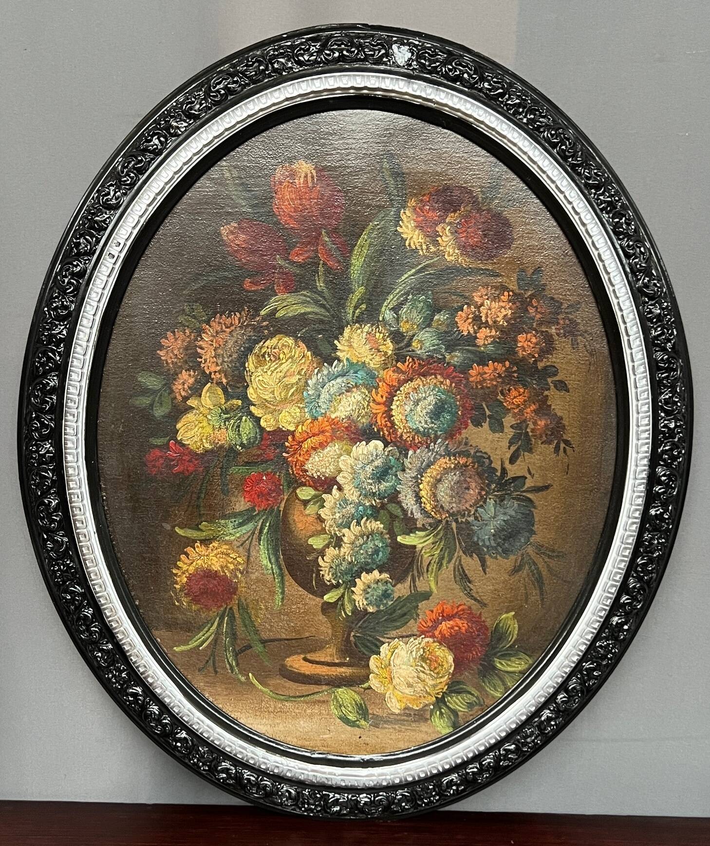 Nature morte ancienne avec des fleurs.