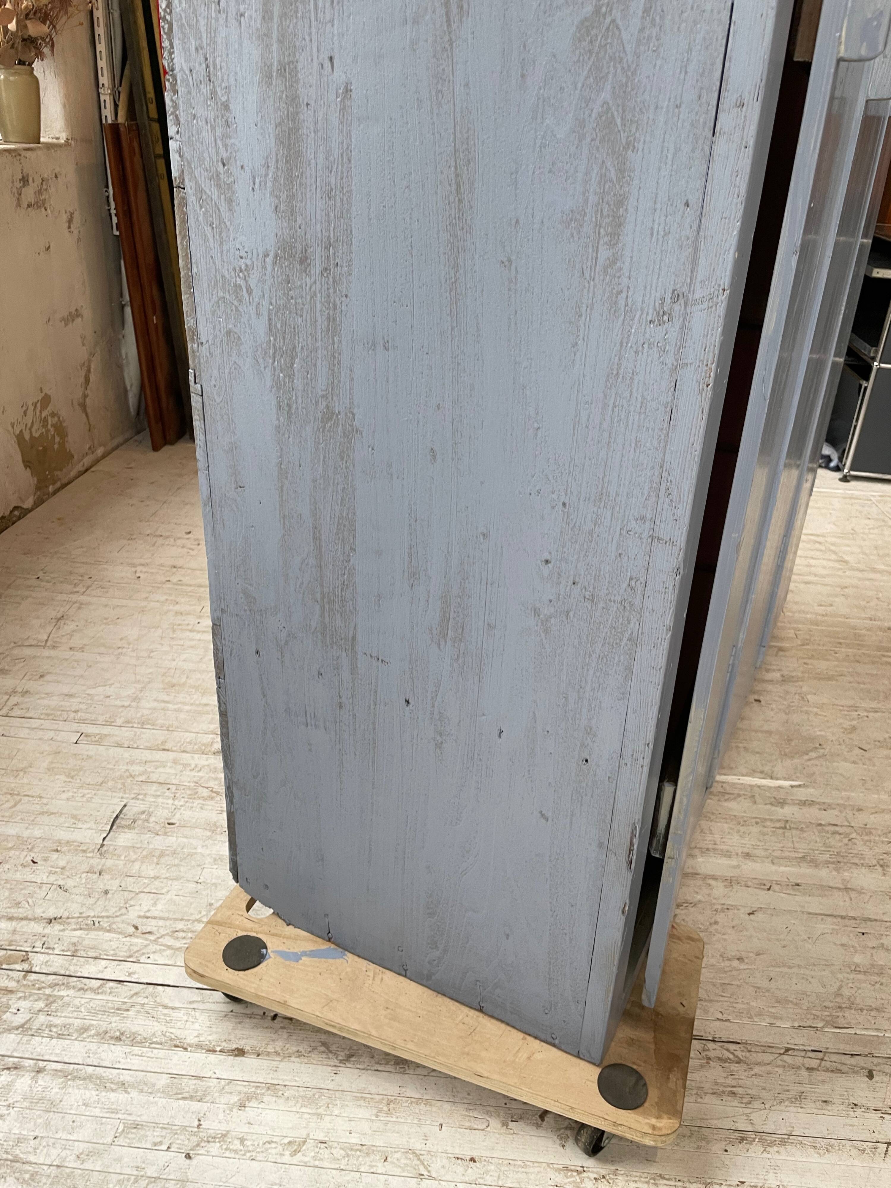 Blue patinated workshop furniture locker room