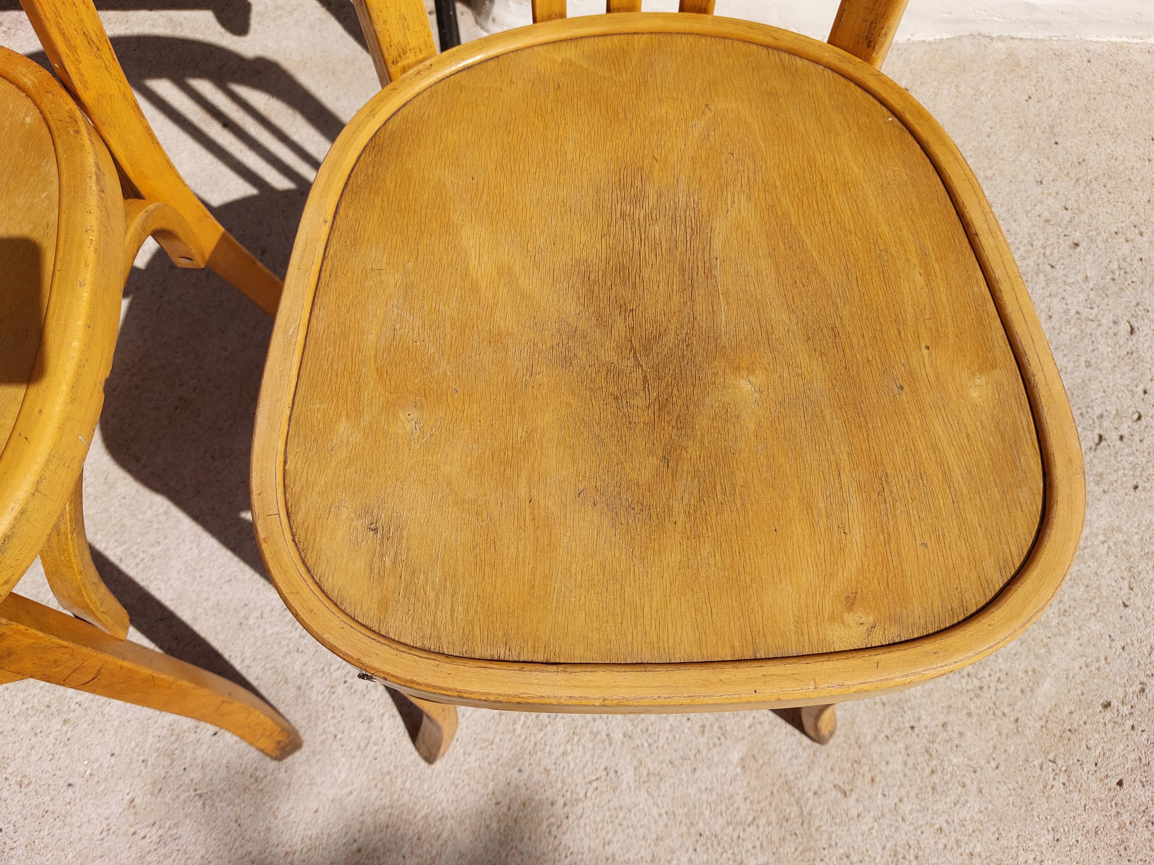 4 Baumann bistro chairs, different shades, vintage