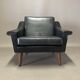 Fauteuil cuir noir "design scandinave" 1950.