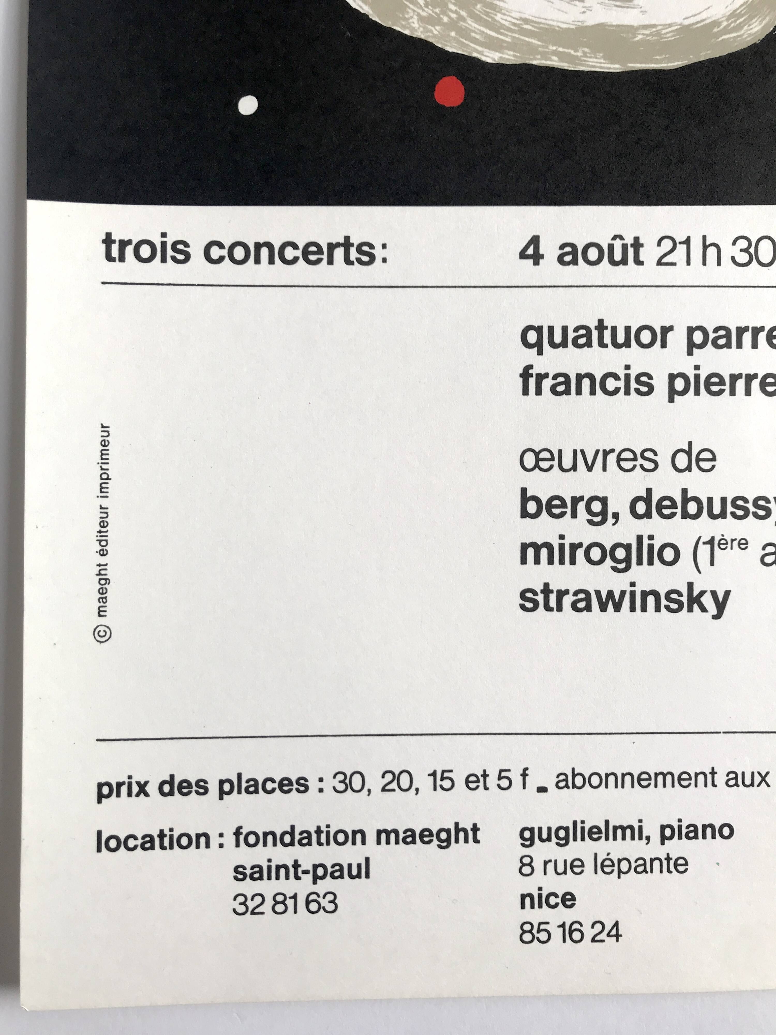 Joan miro, nights of the maeght foundation, 1967. original lithograph poster