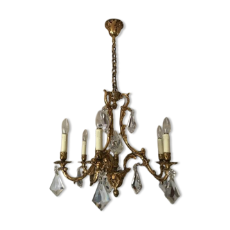 Bronze chandelier in Louis XV style in gilded bronze.