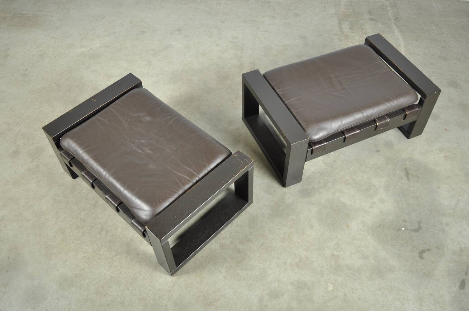 Sonja wasseur / brutalist leather footstools / netherlands 1970s