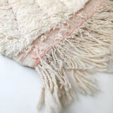 Moroccan Berber carpet blessed ouarain ecru with pink diamonds engraved 288x194cm