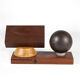 Vintage pen holder, wood paper press and metal ball