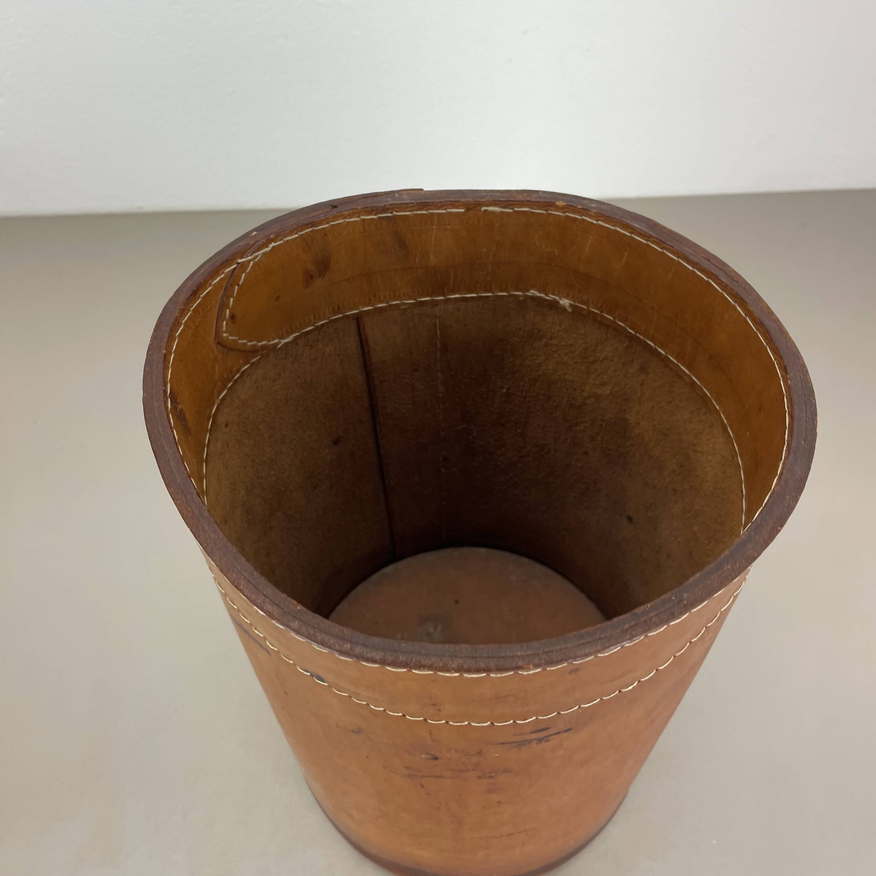 lovely real leather paper bin basket by Torben Ørskov & Co Denmark, 1960s
