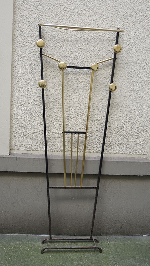 Old coat rack cloakroom in iron & brass art deco