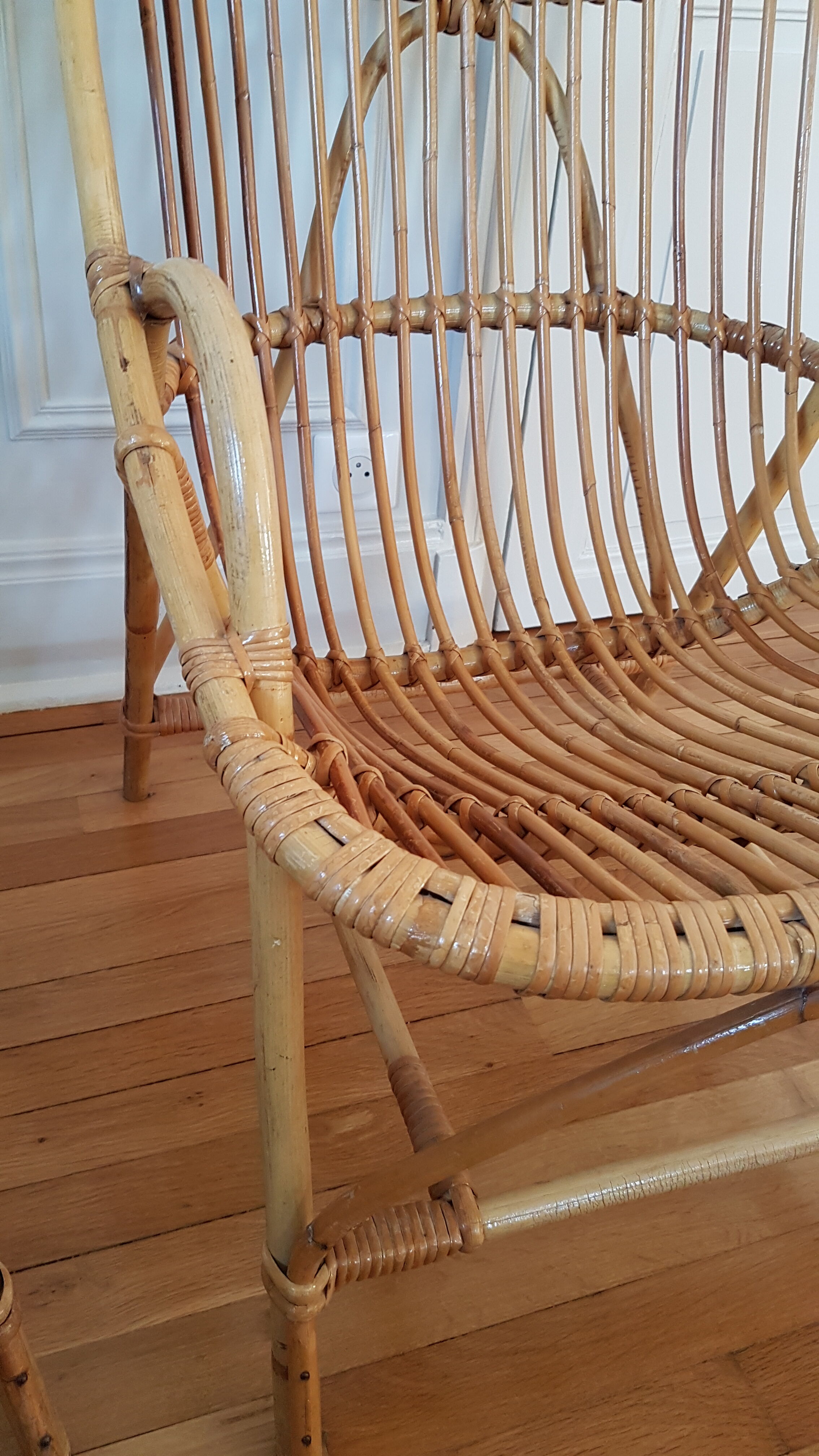 Pair of rattan armchairs