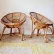 Pair of vintage basket chairs in rattan – Riviera style 1960