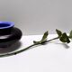 Postmodern Iridescent Black and Cornflower Blue Cased Glass Vase, Italy