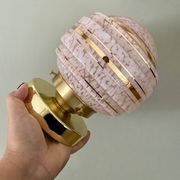 Vintage art deco globe wall or ceiling light in pink and gold Clichy glass