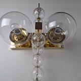 Applique murale tchèque en laiton et verre du milieu du siècle, par Kamenický Šenov, années 1970