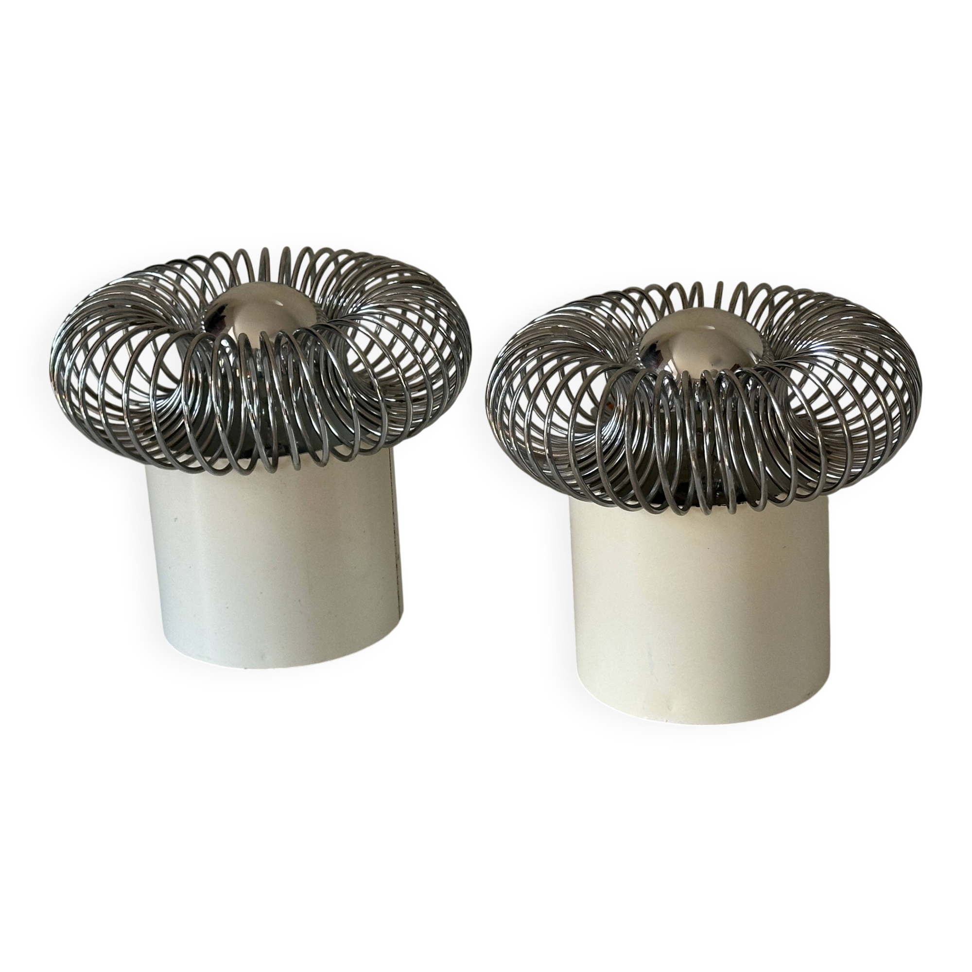 Pair of vintage design spring lamp wall lights from the 70s