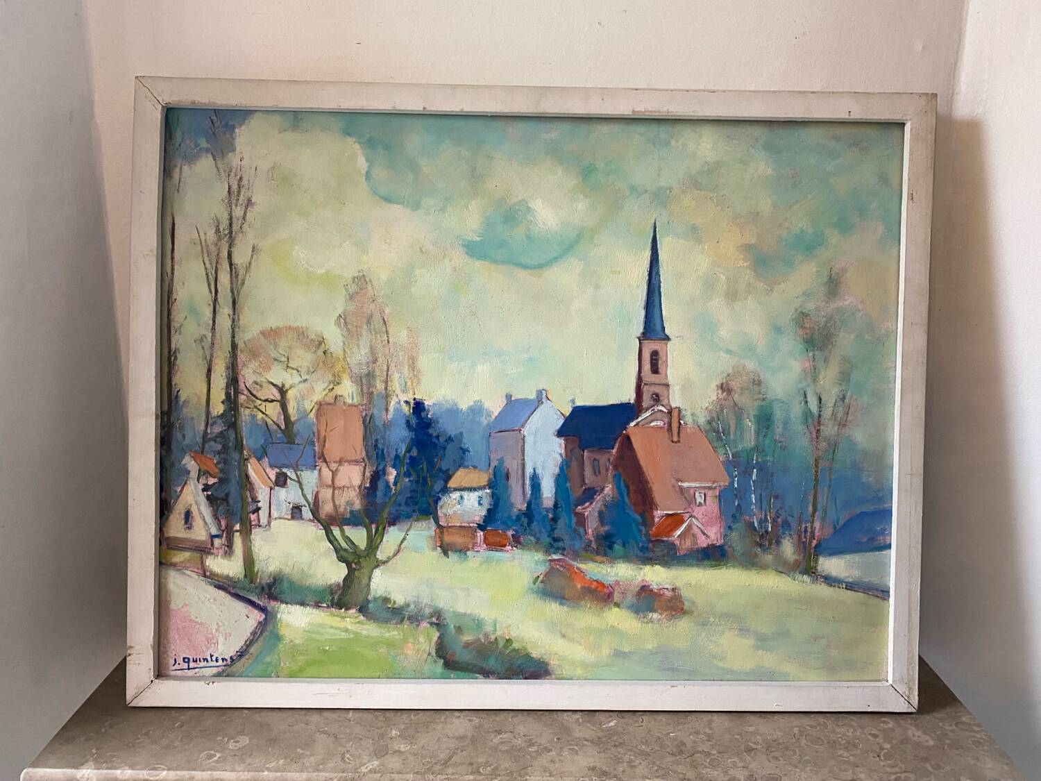Signed village landscape