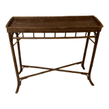 Old console in bamboo and woven rattan