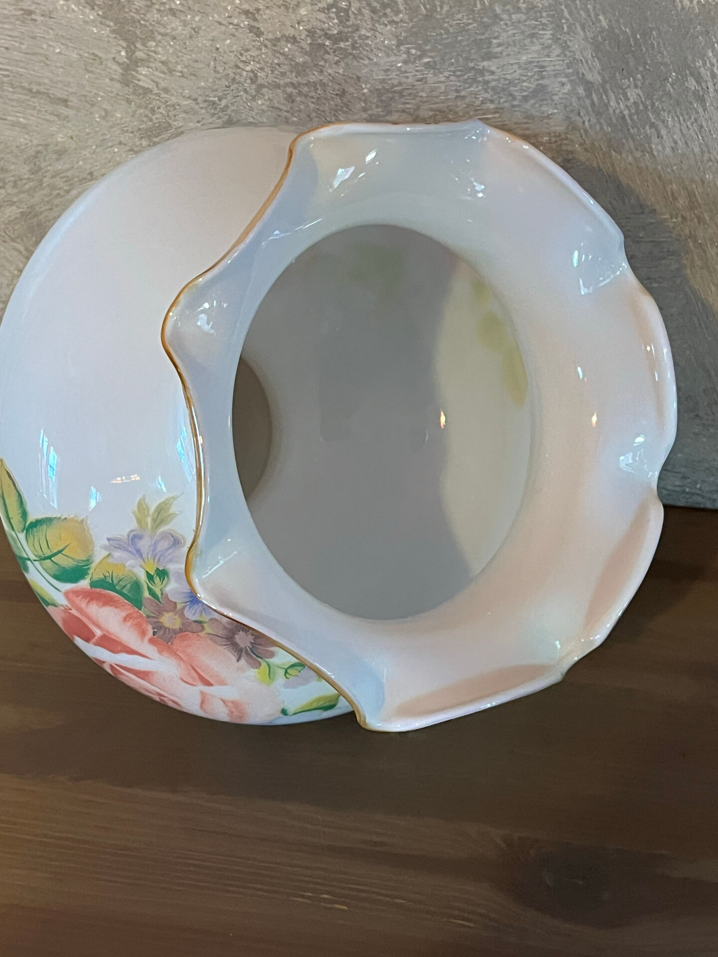 Vintage suspension in iridescent opaline floral – Verrerie de Vianne – Ét