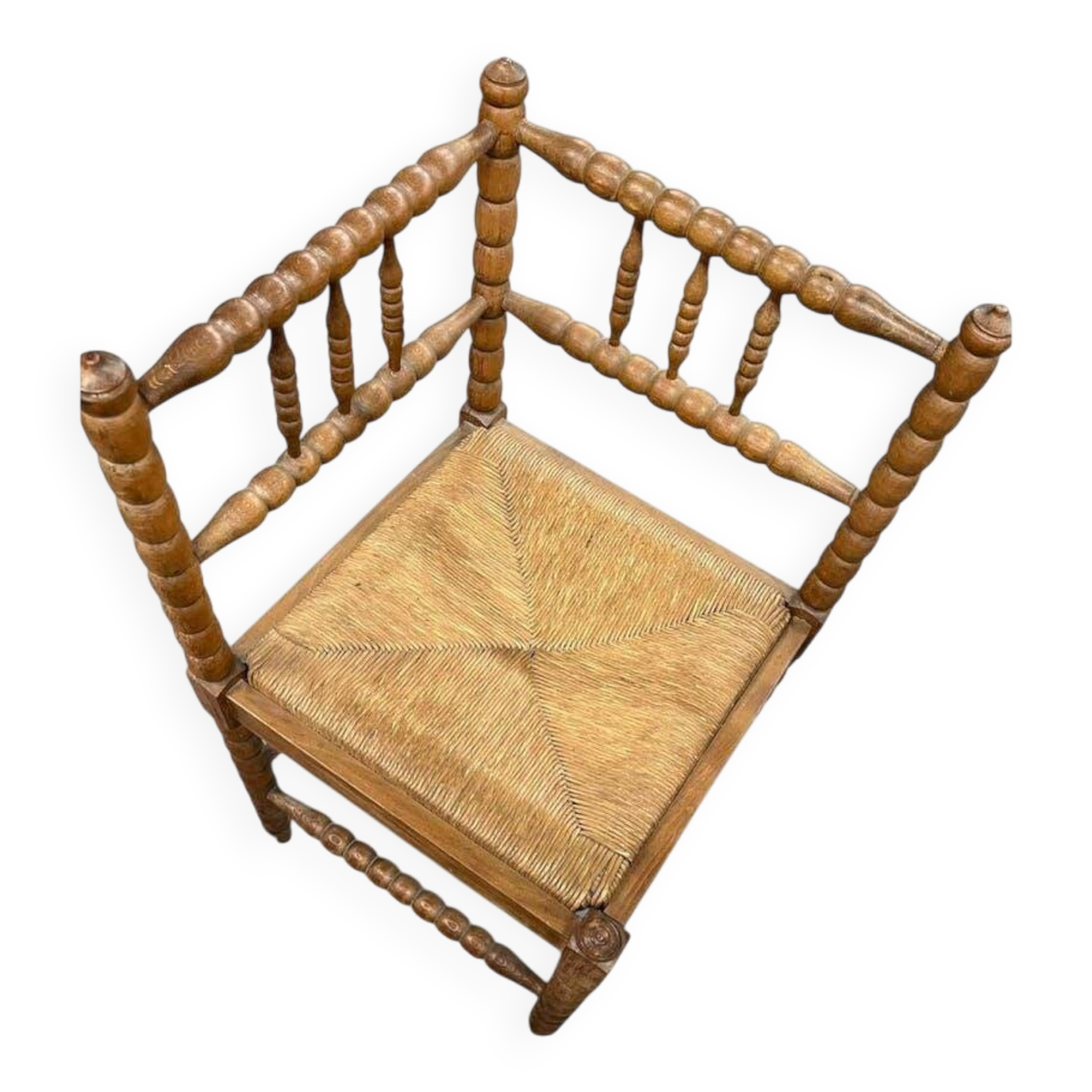 Vintage wooden bobbin corner chair
