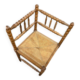 Vintage wooden bobbin corner chair