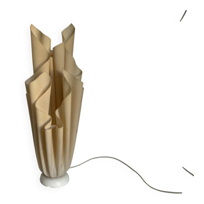 Lampe  vintage 1970 Athéna Georgia Jacob drapée saumon clair - 50 cm
