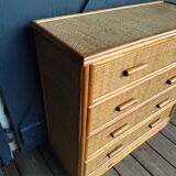 Small chest of drawers in rattan and bamboo