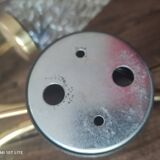 Set of 2 vintage 2-spoke wall lamps in gilded metal and diamond textured tulip glass