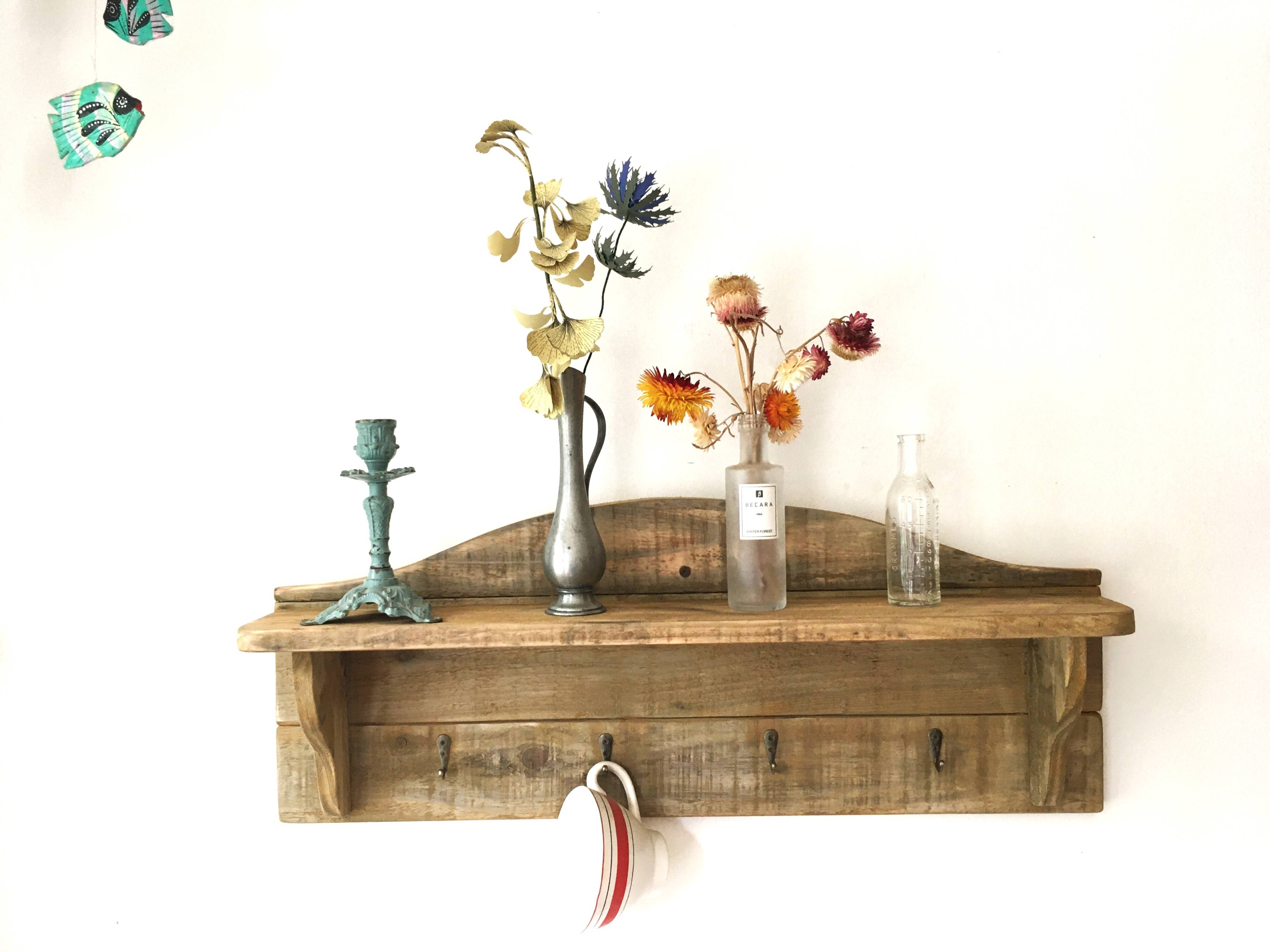 kitchen wall shelf with hooks