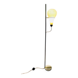 Lampada da terra in vetro opalino e ottone, anni '60