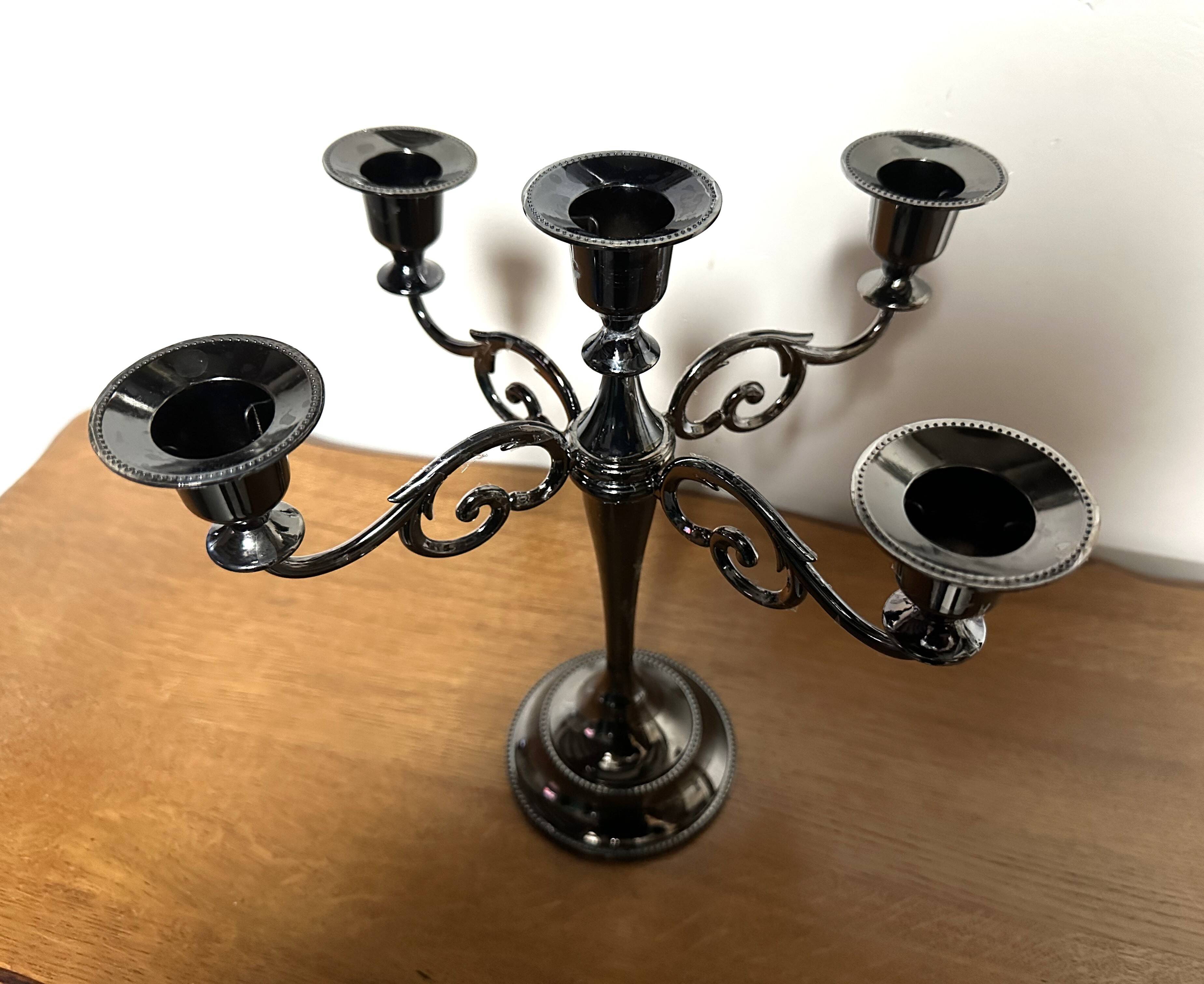 5-light chandelier in black varnished metal