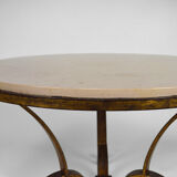 Table basse par Raymond Subes, fer forgé doré et marbre, France, circa 1935