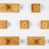 Set of solid pine wall hooks, France, circa 1970