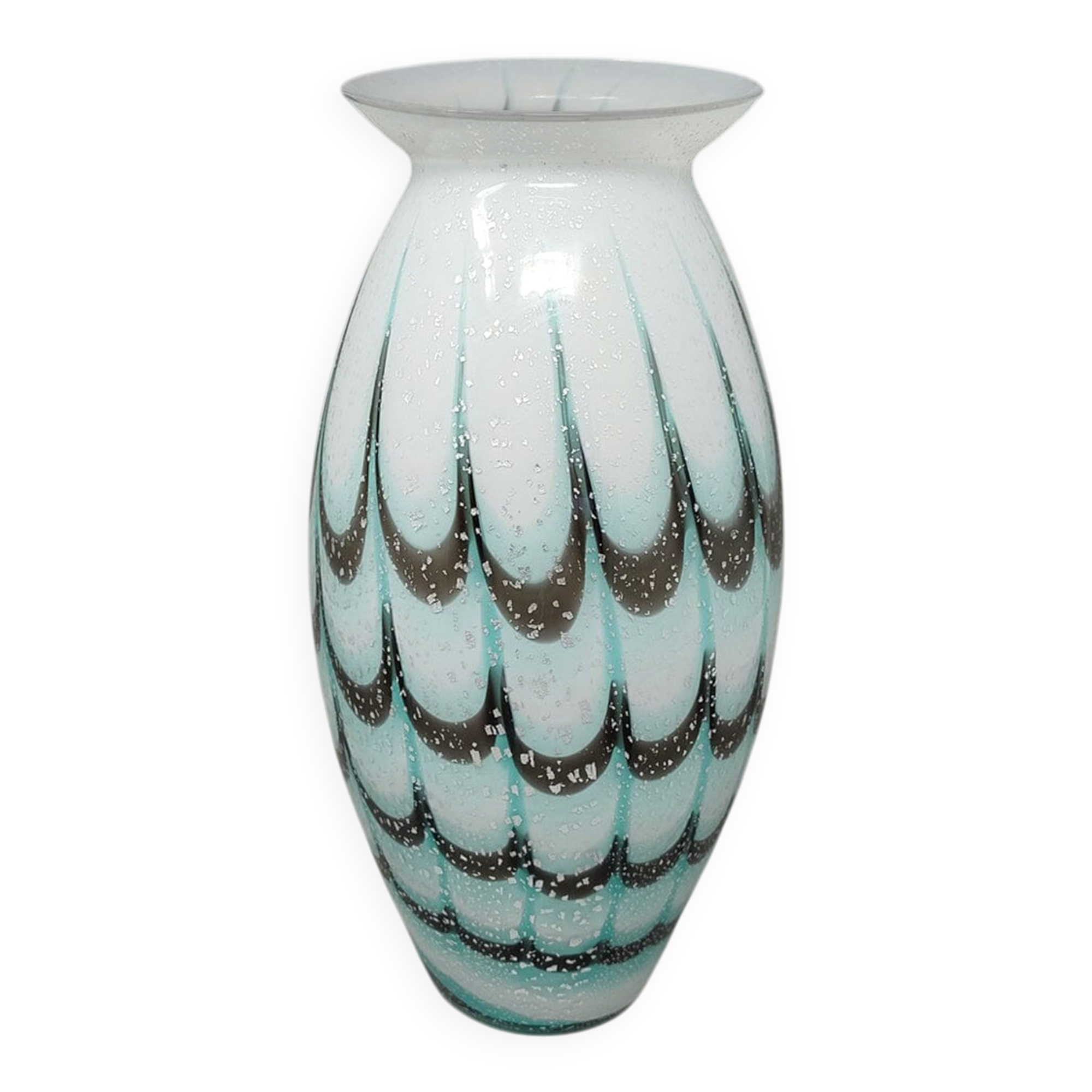 Vase de luxe fait main en verre de Murano des années 1960 par Ca dei Vetrai. Fabriqué en Italie.
