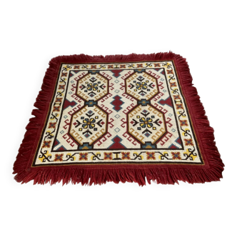 Vintage wool rug with fringe