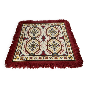 Tapis vintage en laine et frange