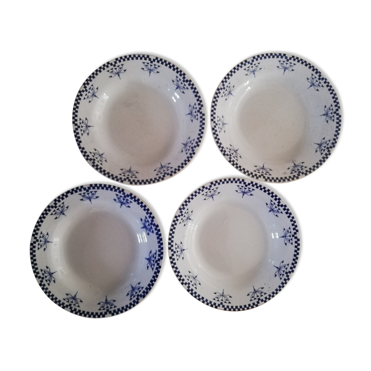 4 soup plates iron earth Creil and Montereau