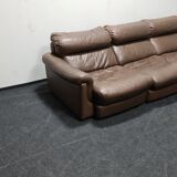 Canapé vintage en cuir brun par Rolf Benz