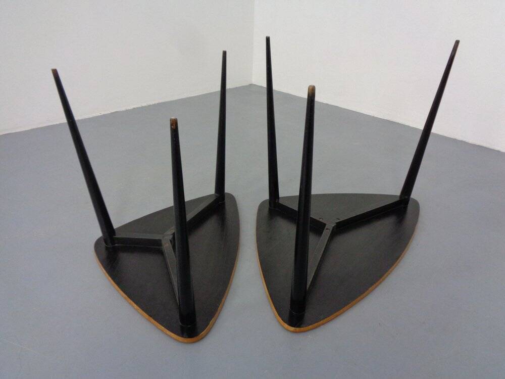 Mid-Century Triangular Birch Side Tables, 1960s, Set of 2