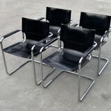 Set of 4 design cantilever chairs black and chrome design made in Italy
