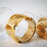 Set of 6 glasses old engraved and gilded cup
