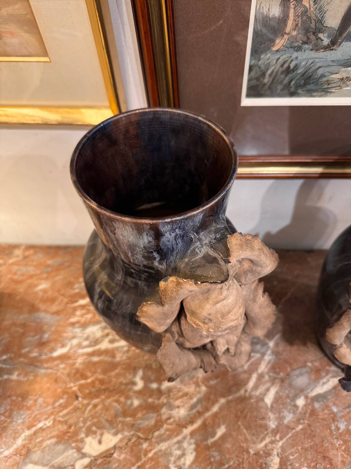 Pair of Barbotine vases