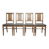 4 brutalist chairs in oak and checkered fabric, Denmark, 1960s