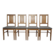 4 brutalist chairs in oak and checkered fabric, Denmark, 1960s