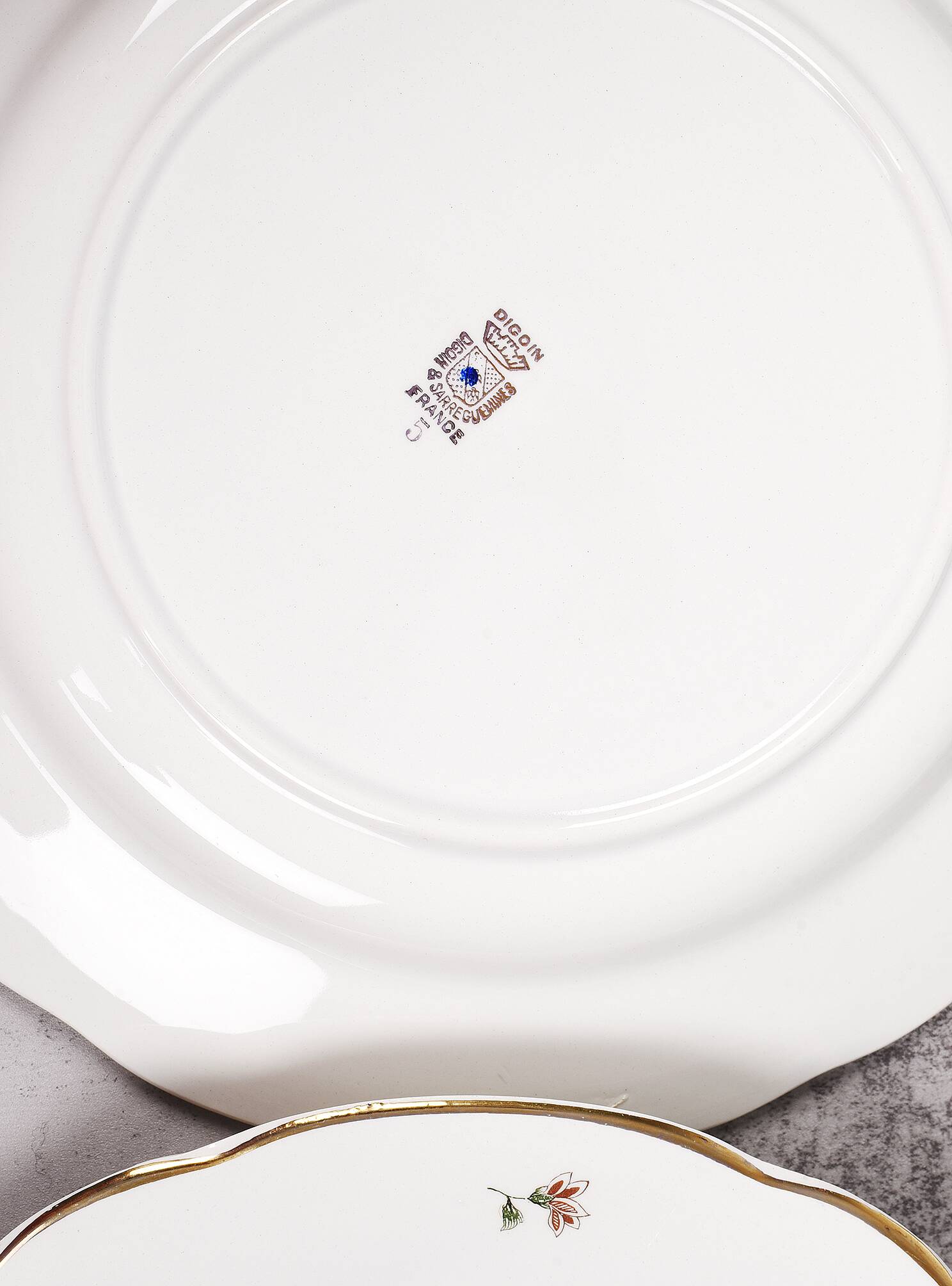 Set of 6 flat plates, Condé de Digoin Sarreguemines model.