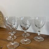 6 engraved crystal wine glasses with stems