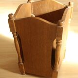 1960s Vintage - elegant wooden (oak) umbrella stand with plastic insert